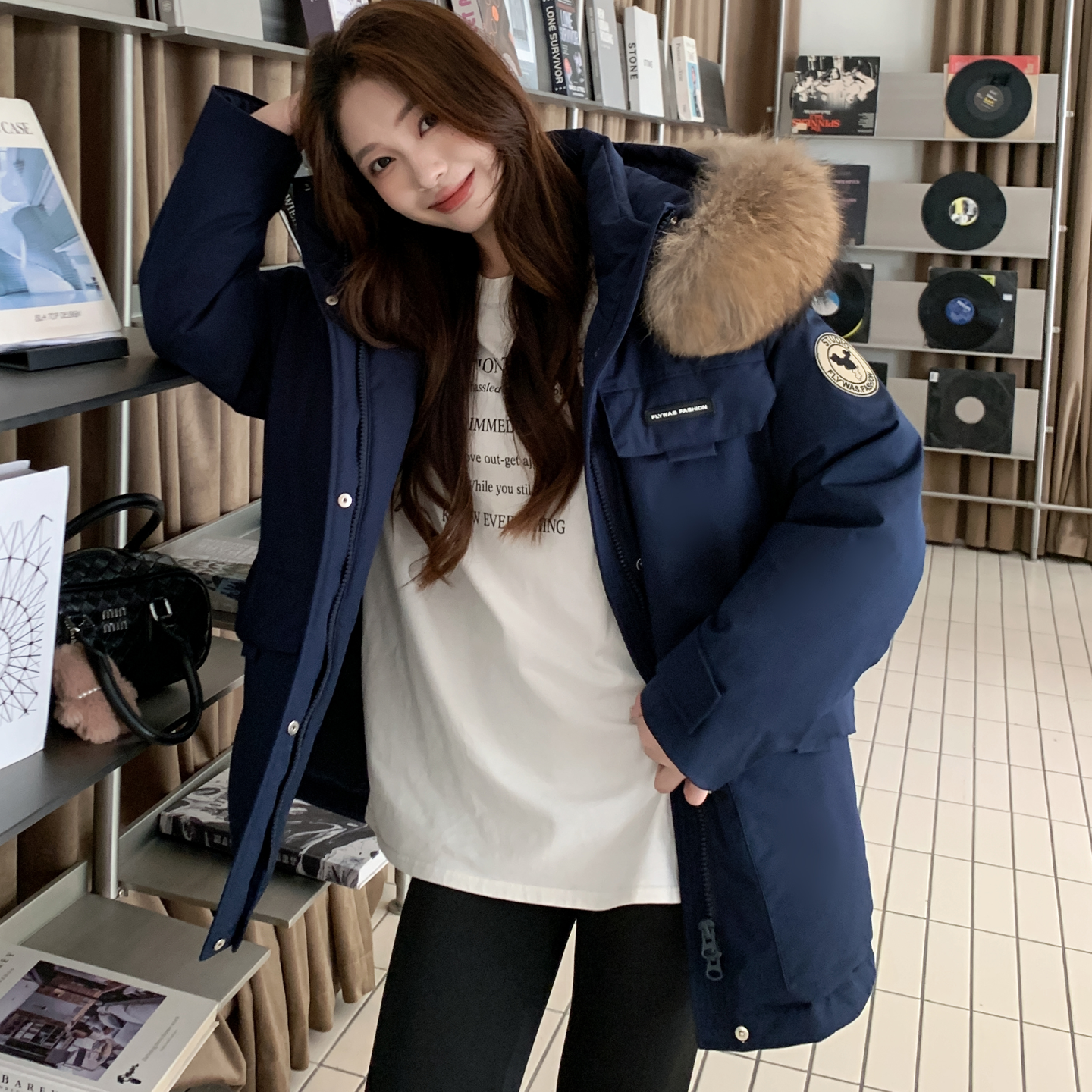 特大码羽绒服女加厚真貉子毛领