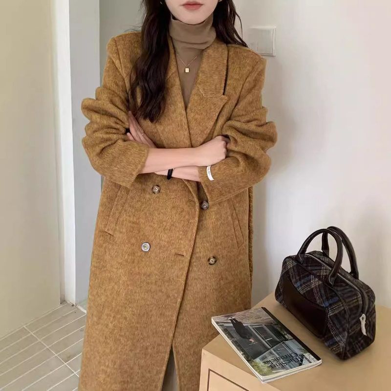 双面高个子腰带编织外套设计加长毛呢外套
