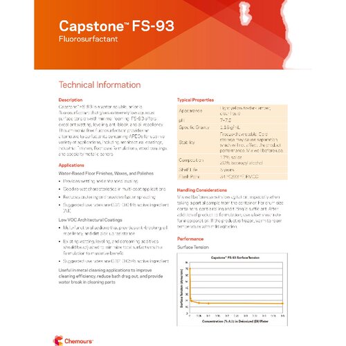 美国科慕化学Capstone FS-93氟碳表面活性剂FS-93