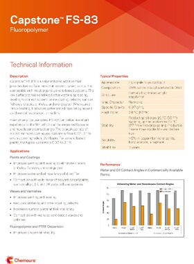 美国科慕化学Capstone FS-83氟碳表面活性剂FS-83