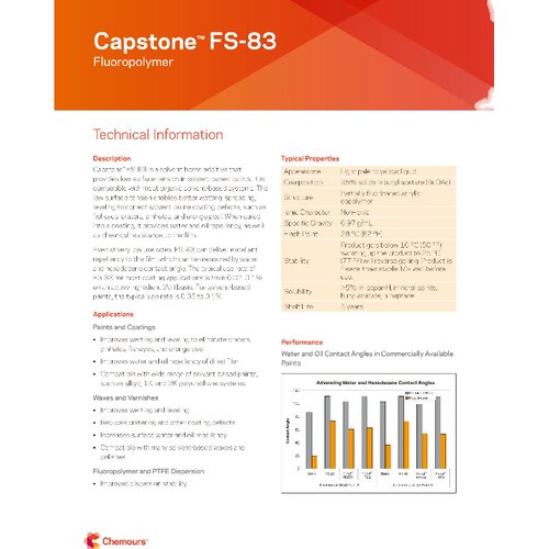 美国科慕化学Capstone FS-83氟碳表面活性剂FS-83