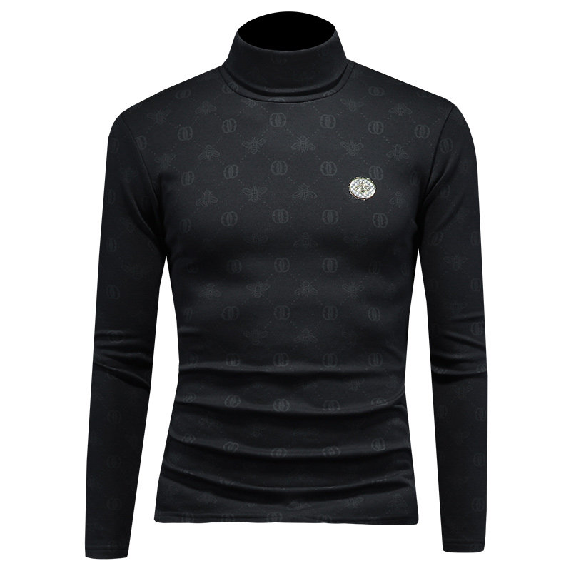 2025秋冬新款加绒男长袖打底衫高领大码钱塘6016-C5605-P95,男装T恤,钱塘6016