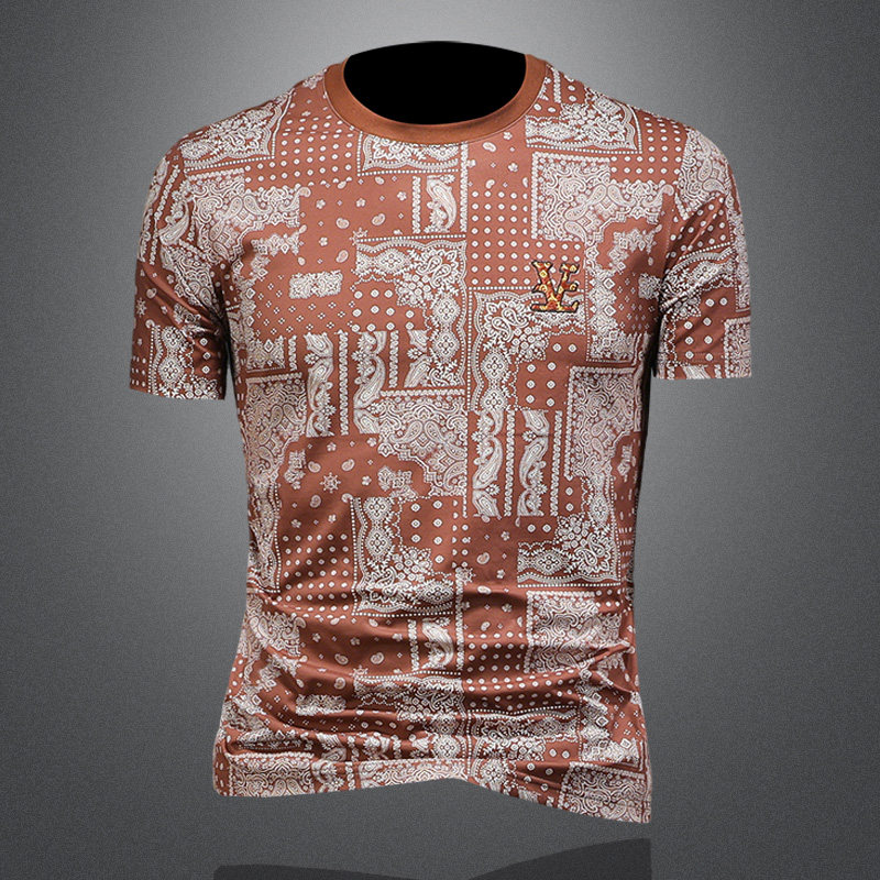 2026年夏季腰果花圆领T恤QT6016-E3679-P65，男装T恤，钱塘6016