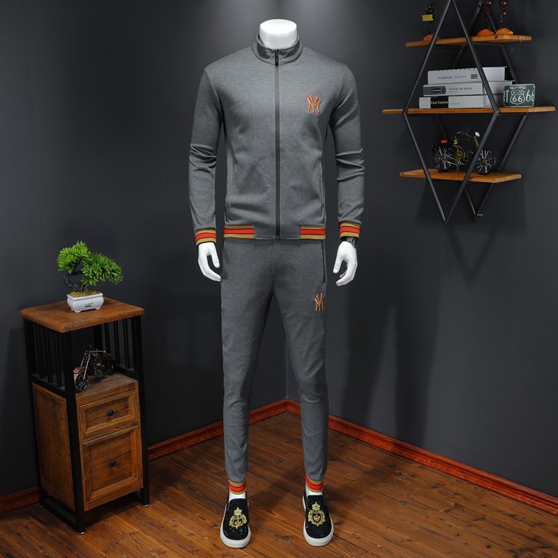 立领拉链开衫秋装男士运动套装衫潮黑色钱塘6016-GTR003套装-P160，男装休闲套装，钱塘6016