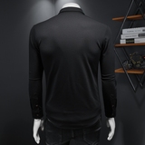 2026秋冬男士衬衫长袖衬衣加薄绒印花烫钻大码钱塘6016-S114-P110，男装衬衫，钱塘6016