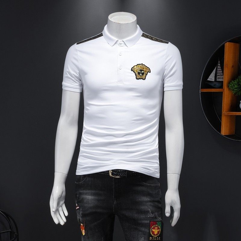 新款串珠刺绣丝光棉大码Polo衫钱塘6016-E161P75假模黑色图片