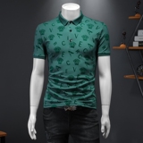 2024年新款植绒男POLO衫钱塘6016-E1925-P80黑，男装Polo衫，钱塘6016