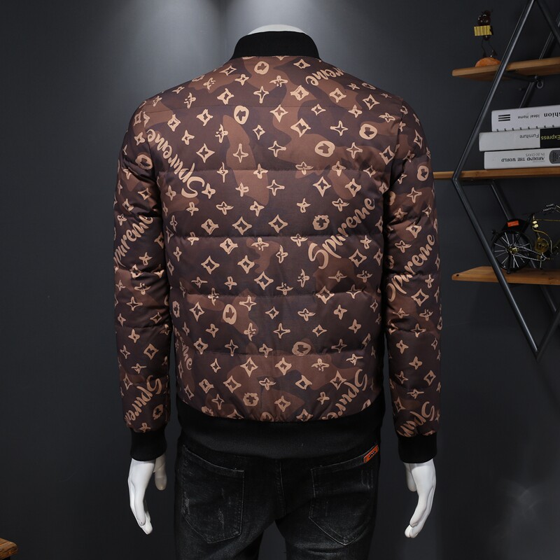 立领羽绒服男冬装印花棒球服90白鸭绒衫钱塘6016-F5026-P280,男装羽绒服,钱塘6016