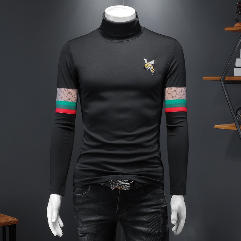 新款秋冬男装高领刺绣长袖T恤钱塘6016-C3318-P85,男装T恤,钱塘6016