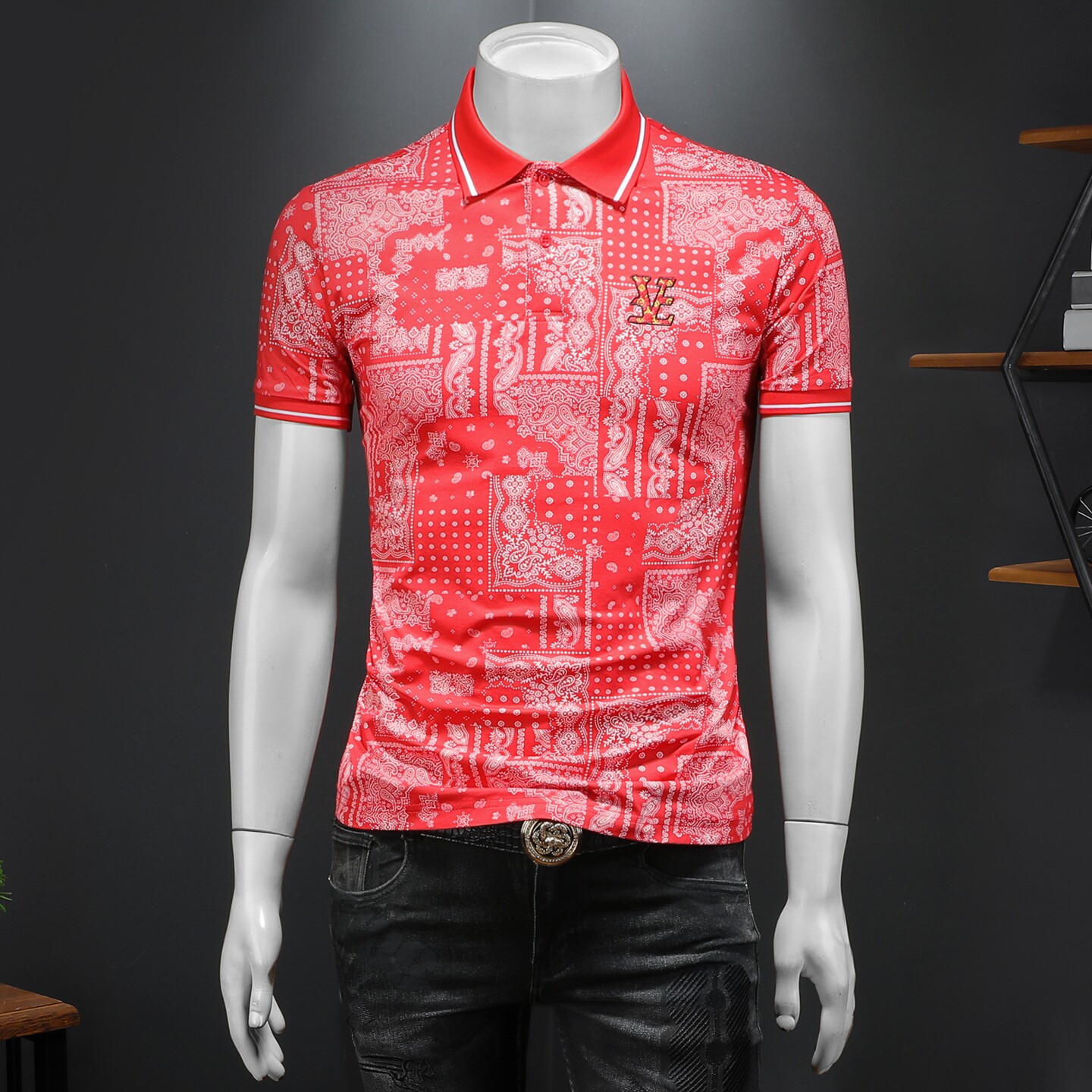 2026年夏季腰果花印花POLO衫QT6016-E3683-P75，男装Polo衫，钱塘6016