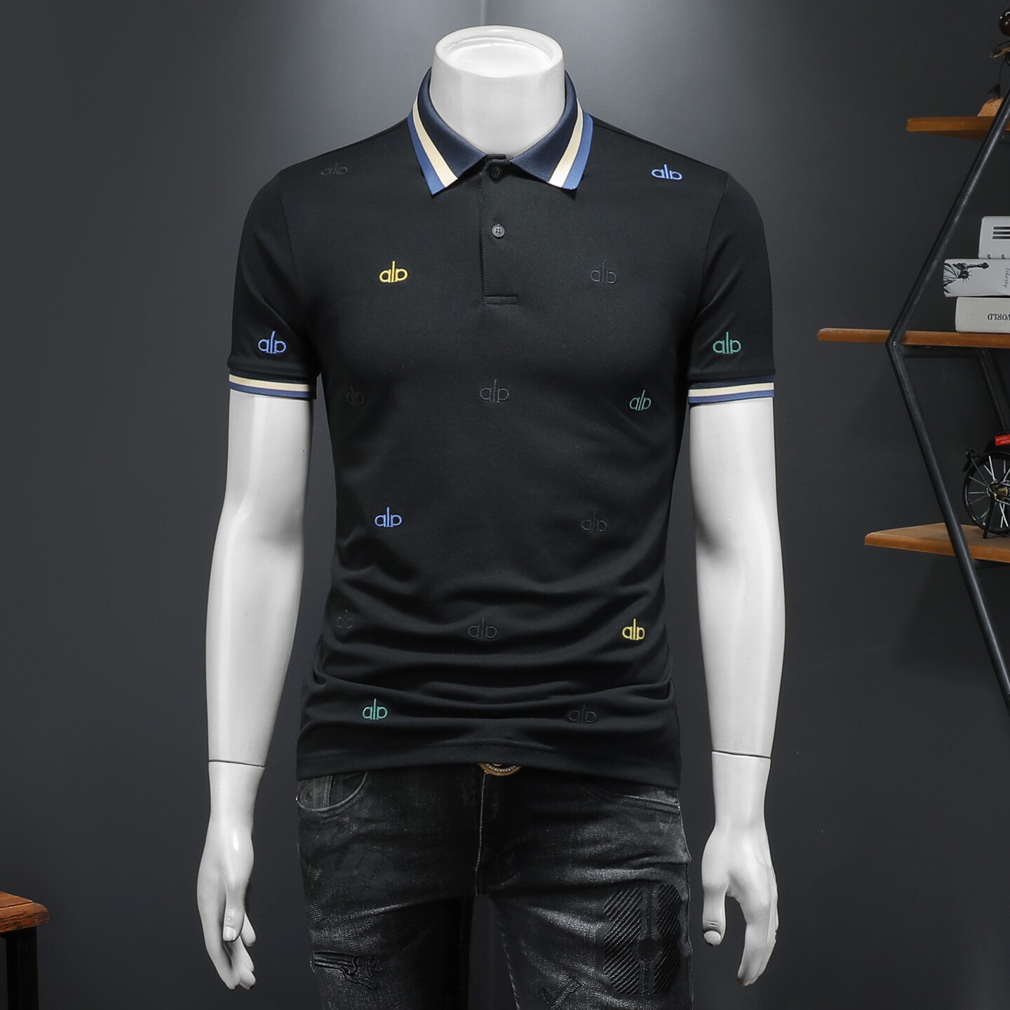 2026年夏季新款POLO衫满刺绣小衫QT6016-E3663-P80,男装Polo衫,钱塘6016