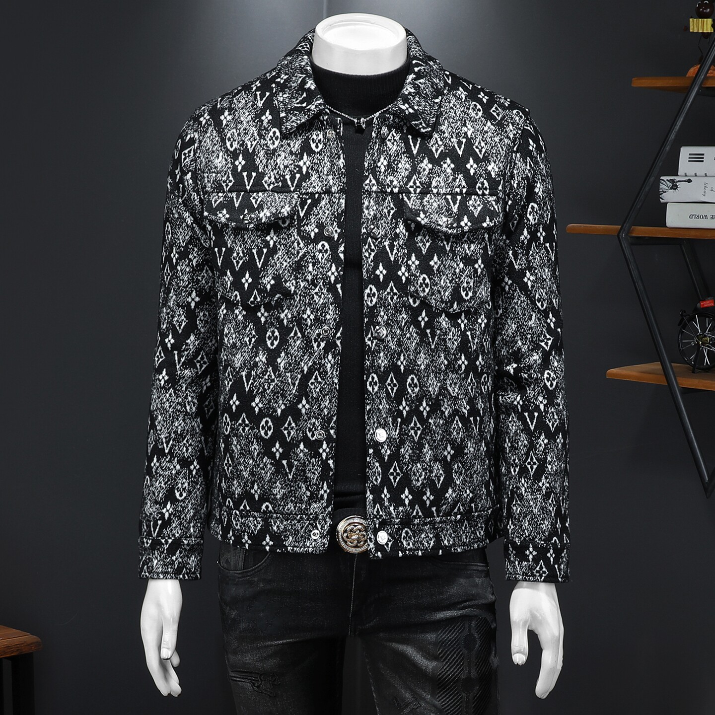 2025秋冬新款翻领呢子夹克羽绒服6016-F8821-P325，男装夹克，钱塘6016