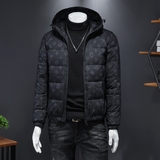 2024新款连帽羽绒服格子印花90白鸭绒外钱塘6016-F5056-P290咖啡，男装羽绒服，钱塘6016