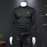 不断货秋冬新款钱塘6016-8809p80男长袖加厚打底衫大码假模酒红，男装T恤，钱塘6016