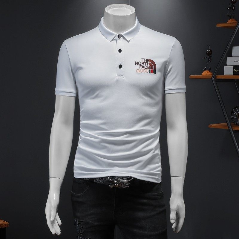 2024年新款夏季刺绣男士潮牌POLO衫翻领钱塘6016-E1928P80白，男装Polo衫，钱塘6016