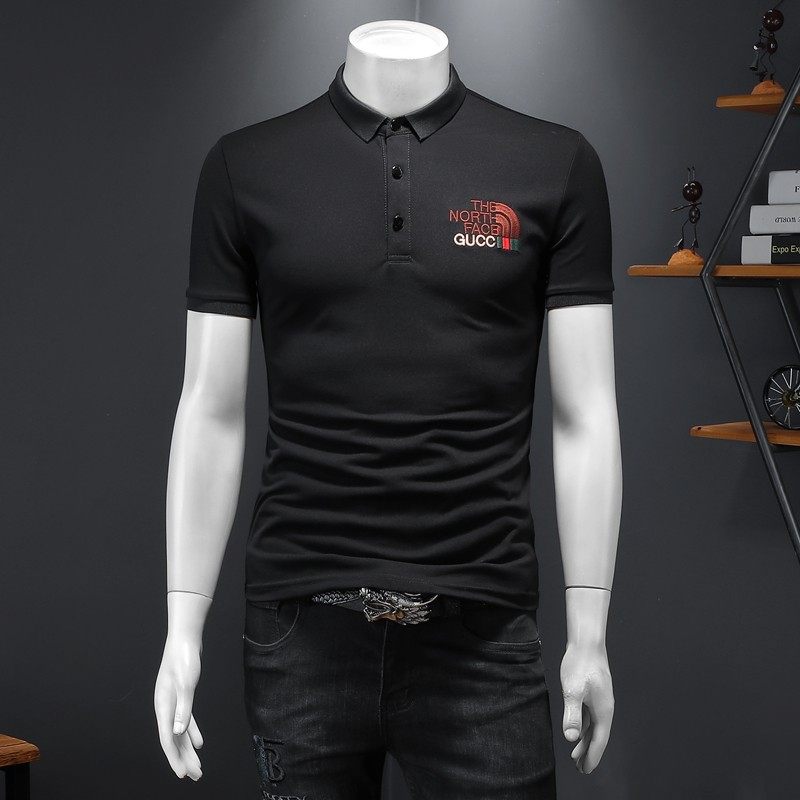 2026年新款夏季刺绣男士潮牌POLO衫翻领钱塘6016-E1928P80黑，男装Polo衫，钱塘6016