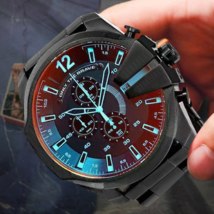 迪赛潮男女手表大表盘欧美网红偏光个性 石英情侣腕表 黑科技时尚