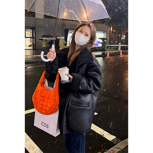 HEYGIRL黑哥 经典返场保暖抗风加厚仿羊羔毛外套冬皮毛一体机车服