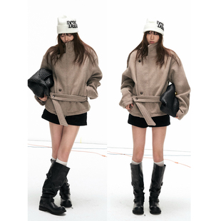 HEYGIRL黑哥 伦敦街区 时髦博主风 50羊毛高品质感立领廓形大衣