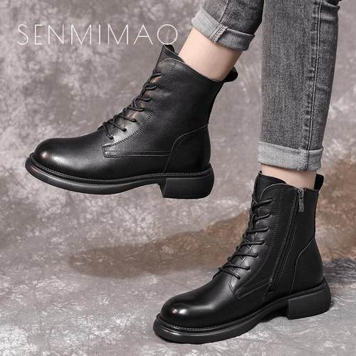 真皮马丁靴女复古短靴在