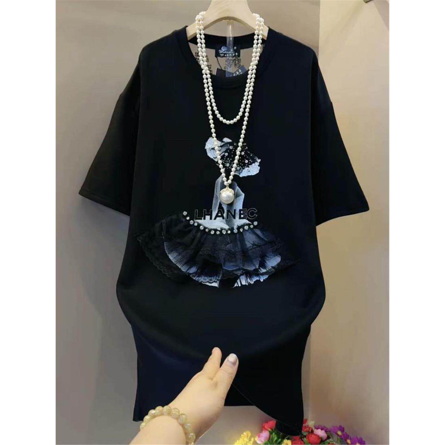 妹妹新款大码短袖夏季洋气2026巨恤胖瘦胖女装t女显减龄好看mm的