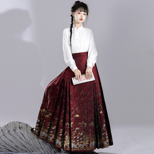 梅沐春2023新款明制国风红色高端敬酒服订婚结婚服喜服马面裙夏季
