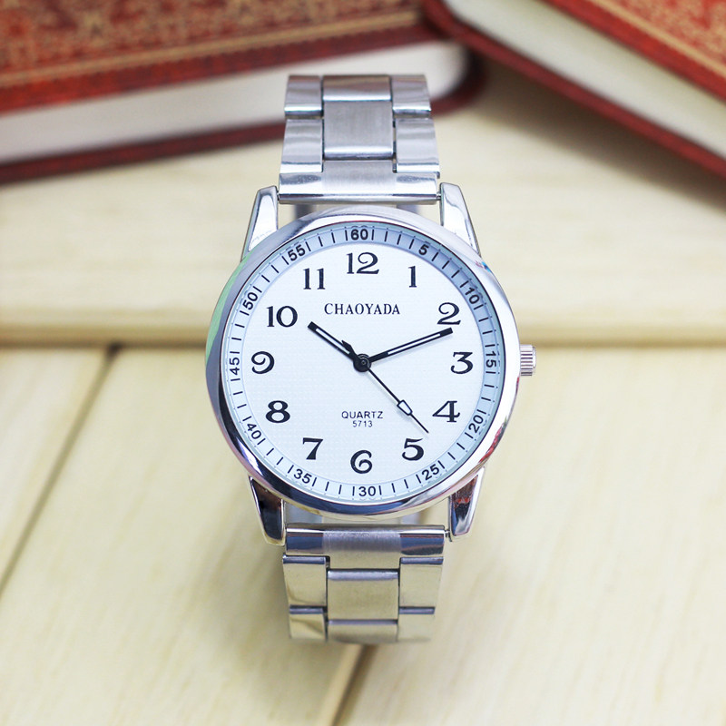 clear number Middle-aged and elderly people watch Stainless steel lovers waterproof Pointer quartz Large dial Watch Men and womenin the Wristwatch , Watch  category - from Buy2taobao.com to provide professional Taobao agent buy service