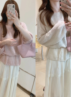 KD14早秋镂空宽松马海毛氛围感毛衣