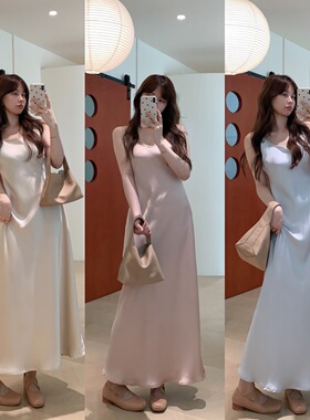 JM03气质缎面背心裙连衣裙