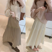 KD30抗皱垂坠加厚褶皱蕾丝半身裙
