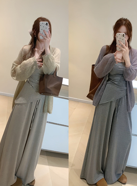 KD12韩系松弛条纹休闲套装