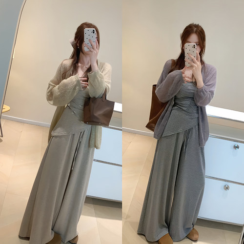 KD12韩系松弛条纹休闲套装