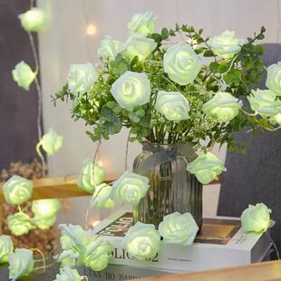 仿真玫瑰花小彩灯串灯室内求婚道具情人节七夕氛围灯节日彩灯