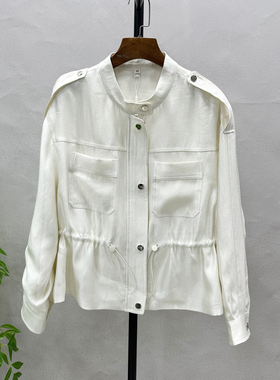 2026春休闲风立领短外套时尚百搭女收腰显瘦腰绳软糯夹克外套A43H