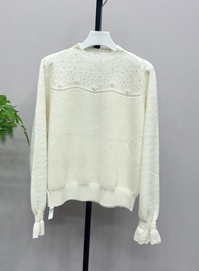 半高领长袖花朵镂空针织衫套头2025冬宽松显瘦百搭打底毛衣58722H