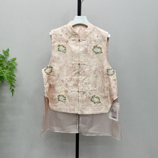 网纱钉珠拼接马甲女2026春气质百搭新中式 外套5091H 国风时尚