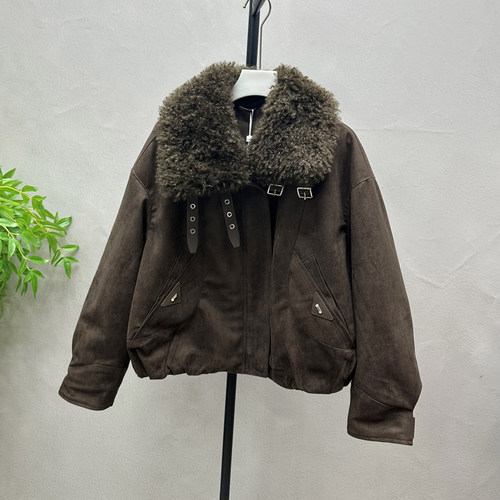 复古短款毛领皮衣羽绒服女2026冬季新款保暖白鸭绒外套厚039H