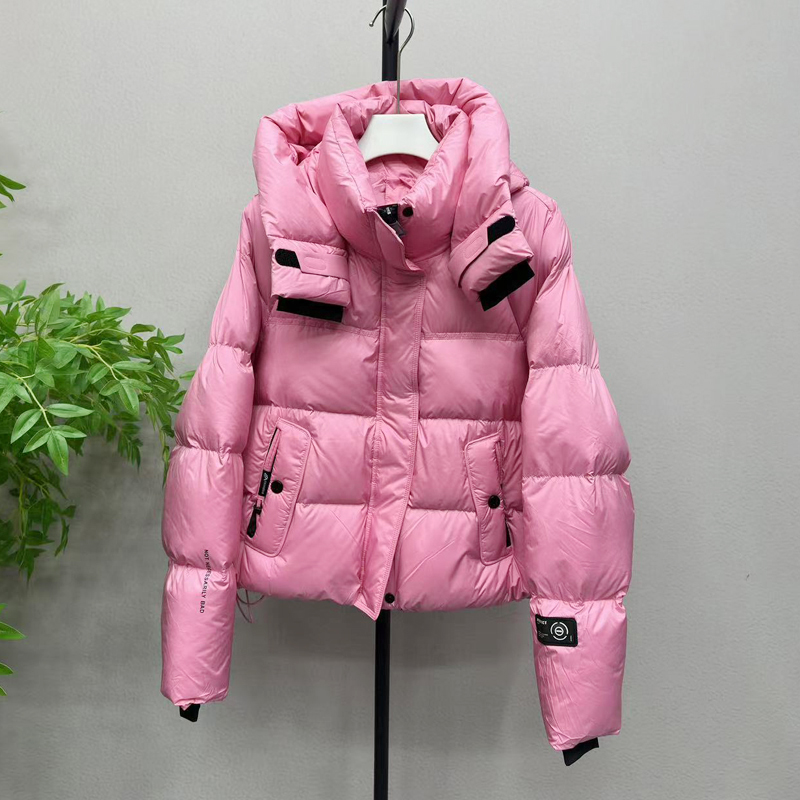 2025冬装新款时尚韩版休闲百搭连帽加厚短款白鸭绒羽绒服25D530H