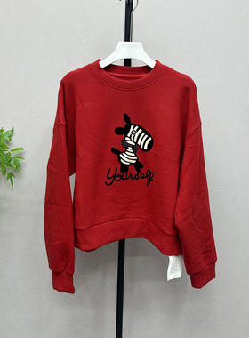 欧洲站2025冬季新款圆领卡通字母图案时尚休闲卫衣衫女6945X