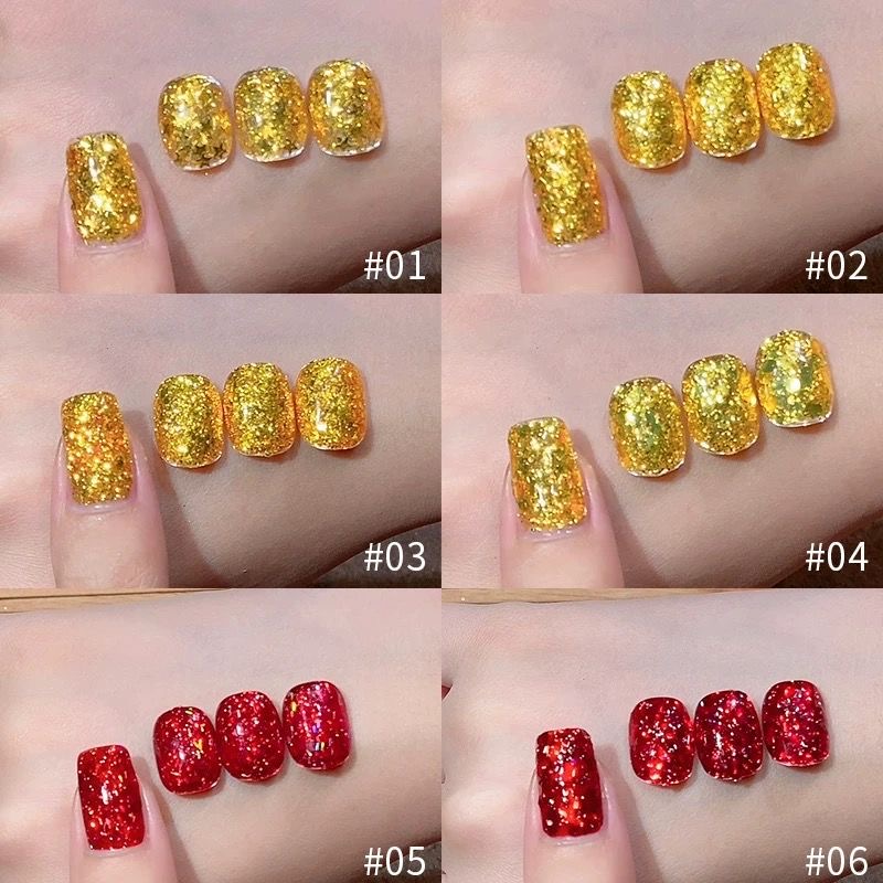 今天发货快爆闪富贵美甲亮片指甲油胶2025年新款黄金色碎钻闪片胶