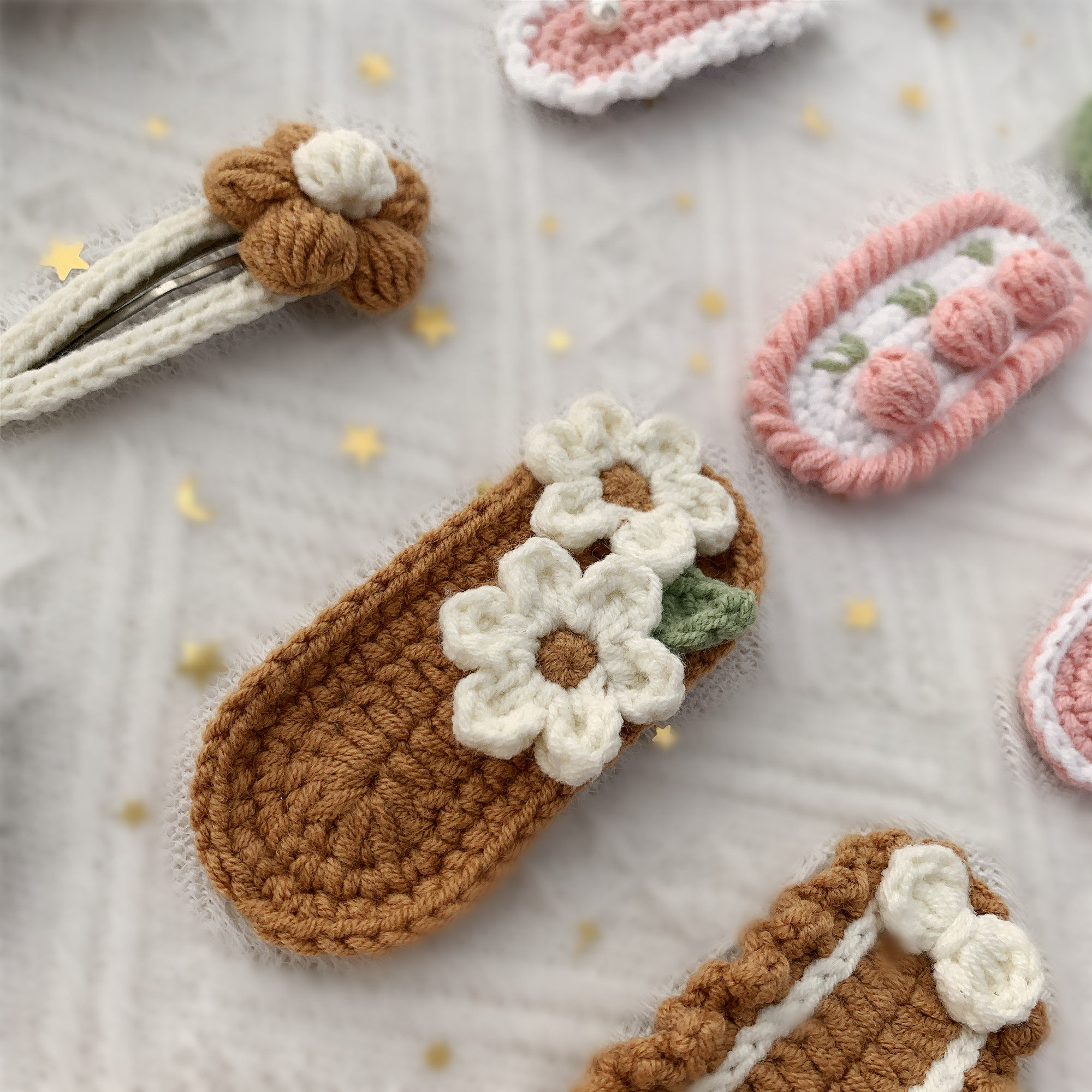 SWEET FLOWERS BB TRIM CLIP BANGS CLIP DIY HANDMADE WOOL CROCHET HAIR CLIP HAIR ACCESSORIES ACCESSORIES MATERIALS BAGS WOMEN