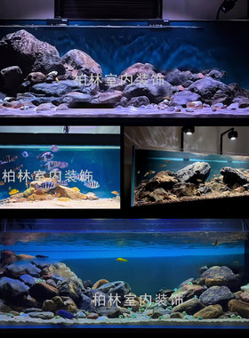 鱼缸背景贴纸海洋蓝色绿色渐变