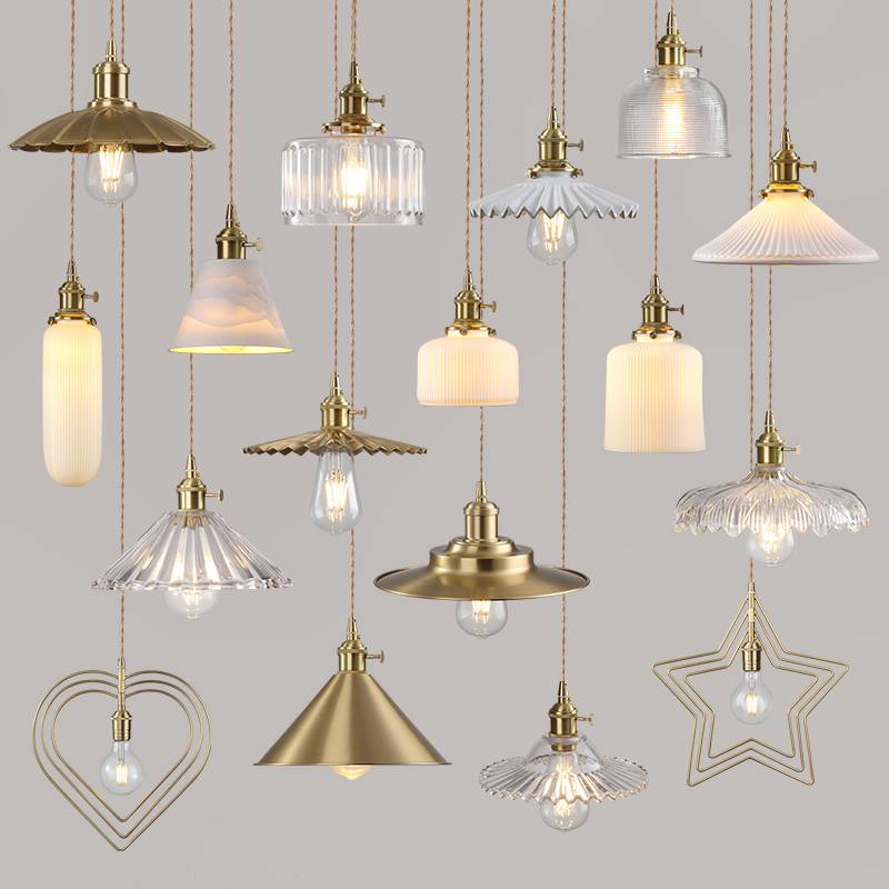 全铜玻璃日式北欧餐厅装饰吊灯