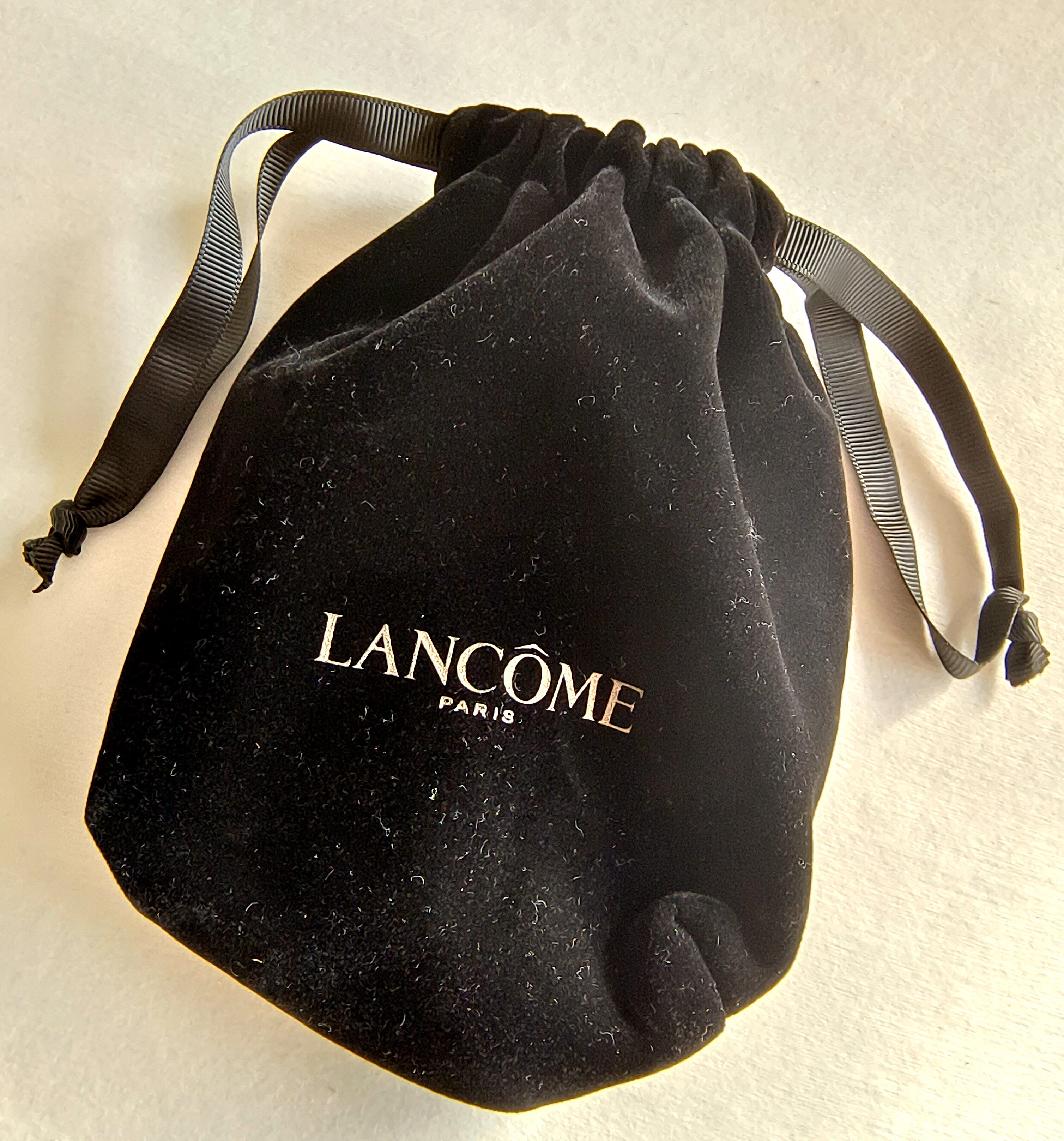 兰蔻黑色柔软丝绒抽绳化妆包纯色大容量手拎手拿包收纳手机包简约