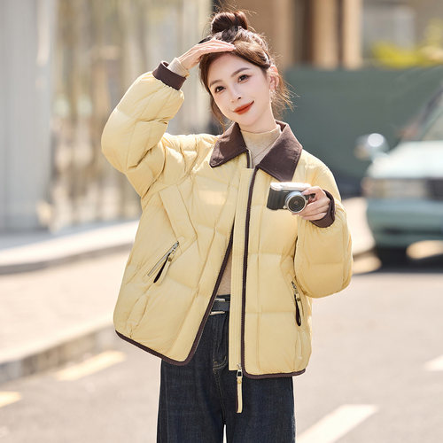 大码时尚羽绒服女冬装新款胖MM韩版宽松洋气轻薄白鸭绒保暖外套