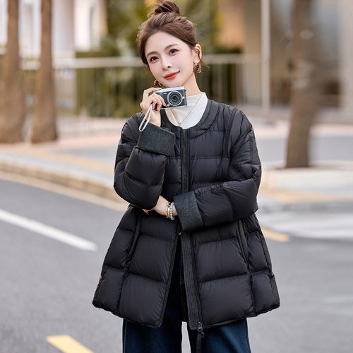 大码女装中长款羽绒服女冬季新款