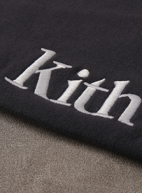 kith深蓝色刺绣字母标志抽绳松紧腰围卫裤休闲裤