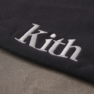 kith深蓝色刺绣字母标志抽绳松紧腰围卫裤 休闲裤