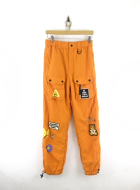 小码 teddy fresh橙色山系多口袋尼龙休闲裤男女同款