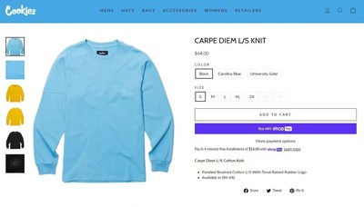 纯亏 瑕疵 cookies 天蓝色水洗磨毛拼接长袖T恤